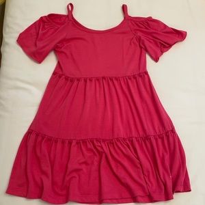 Girls Hot Pink Pom-Pom Dress